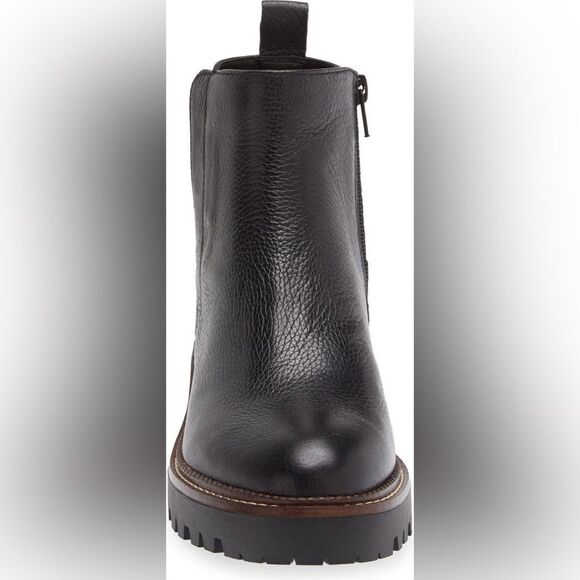 Nordstrom Miller 2 Water Resistant Leather Lug Sole Boot (Women) Black 5.5 - Picture 2 of 12